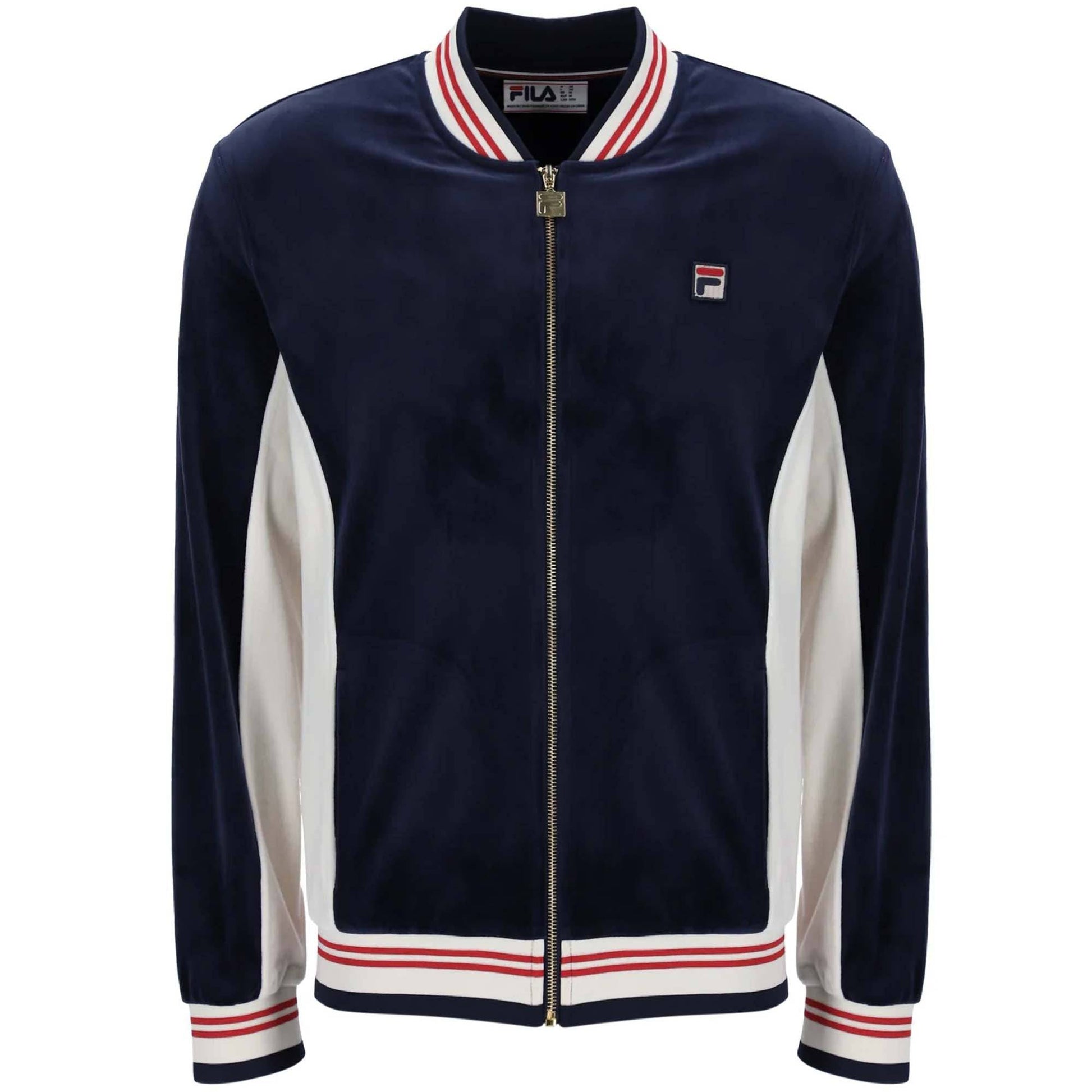 Fila Miguel Velour Track Top in Navy/White/Red - RD1 Clothing