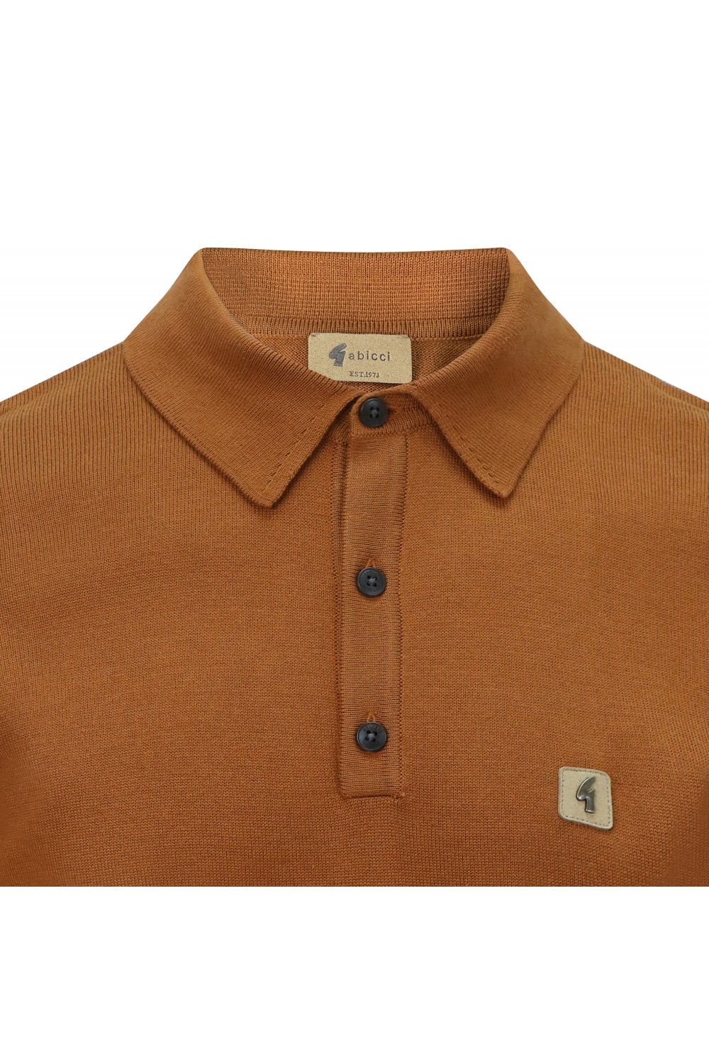 Gabicci Vintage Jackson Short Sleeve Plain Knitted Polo Walnut