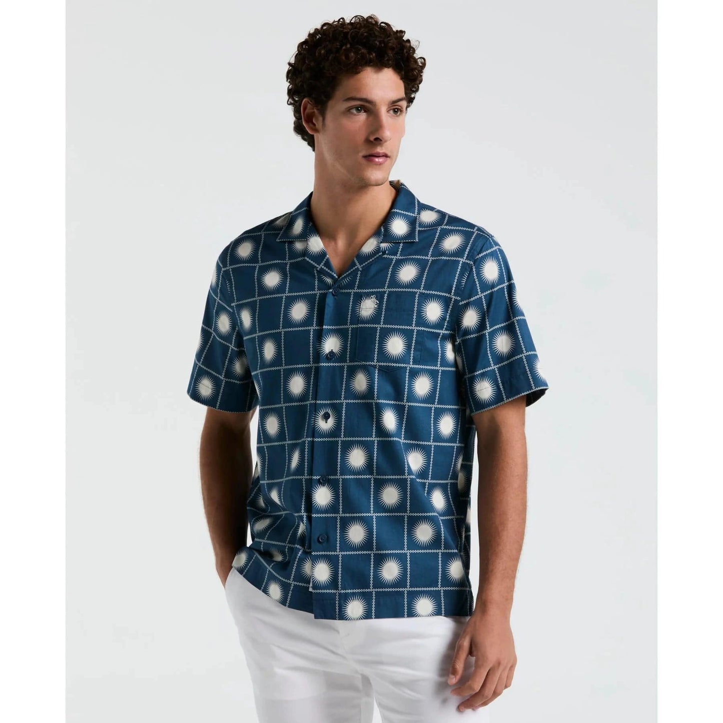 Original Penguin Sun Check Print Shirt In Blue Wing Teal - RD1 Clothing