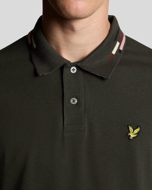 Lyle & Scott Striped Tipped Polo Shirt Gunmetal/ Foam - RD1 Clothing