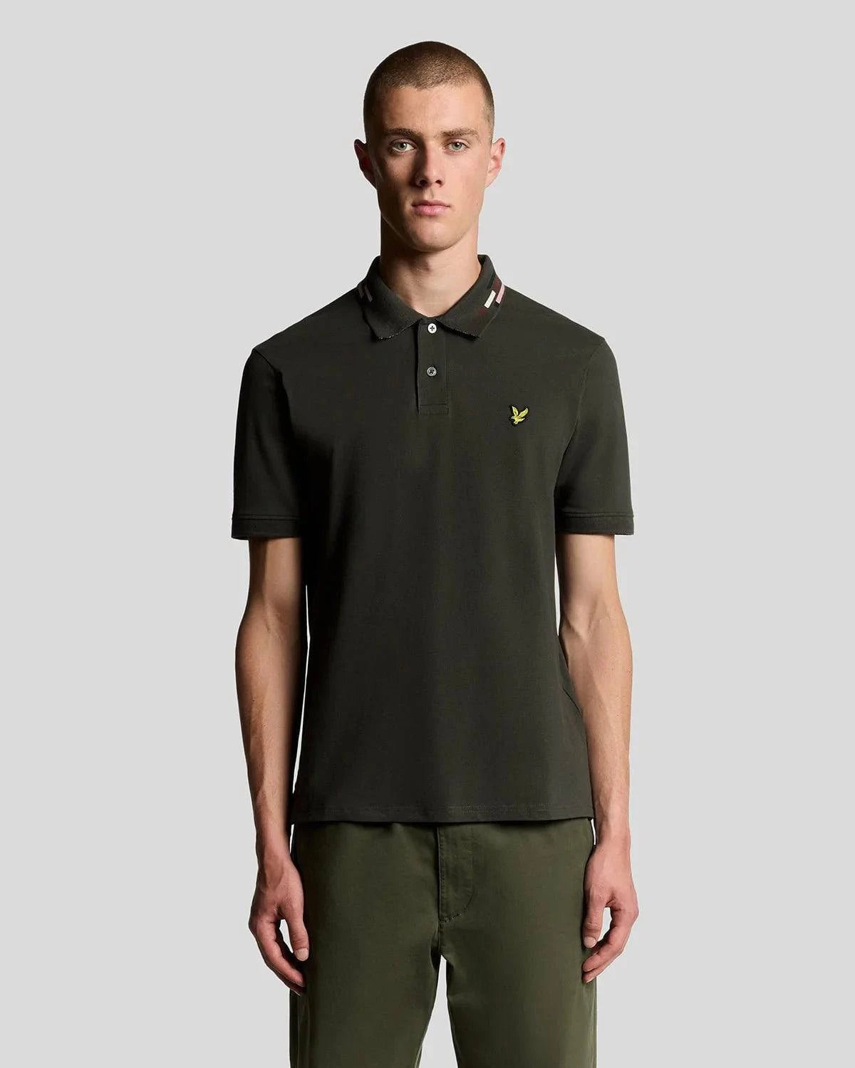 Lyle & Scott Striped Tipped Polo Shirt Gunmetal/ Foam - RD1 Clothing