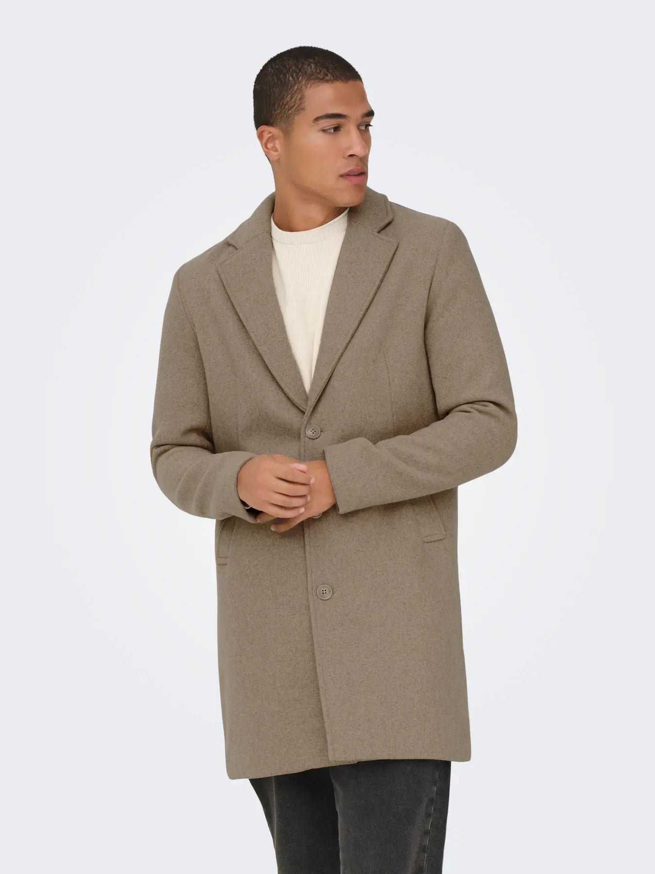 Only & Sons Onsmatthew Wool Coat Timber Wolf Melange