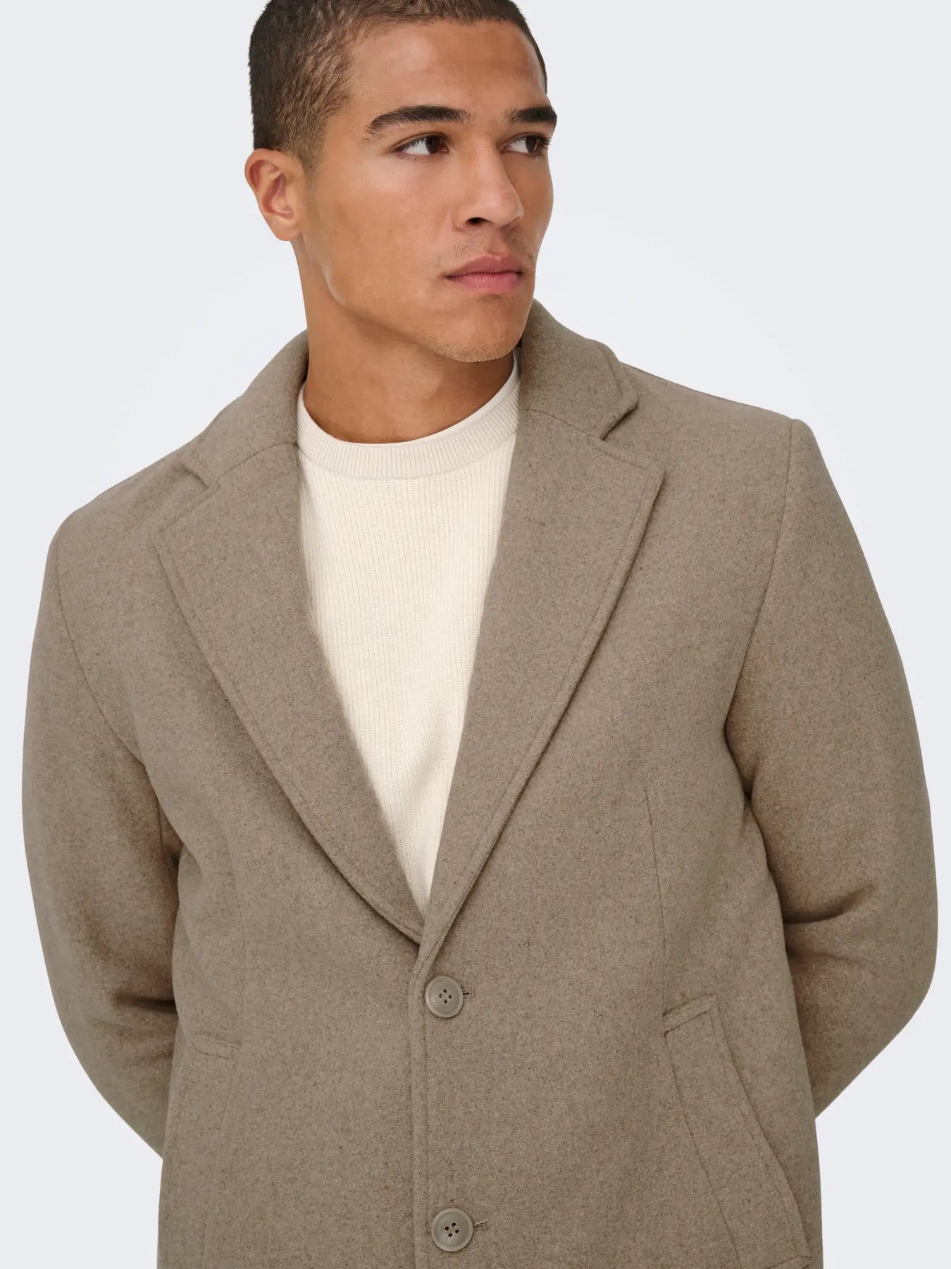 Only & Sons Onsmatthew Wool Coat Timber Wolf Melange