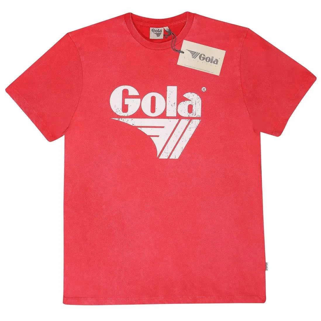 Gola Logo Print Washed T-Shirt Red - RD1 Clothing