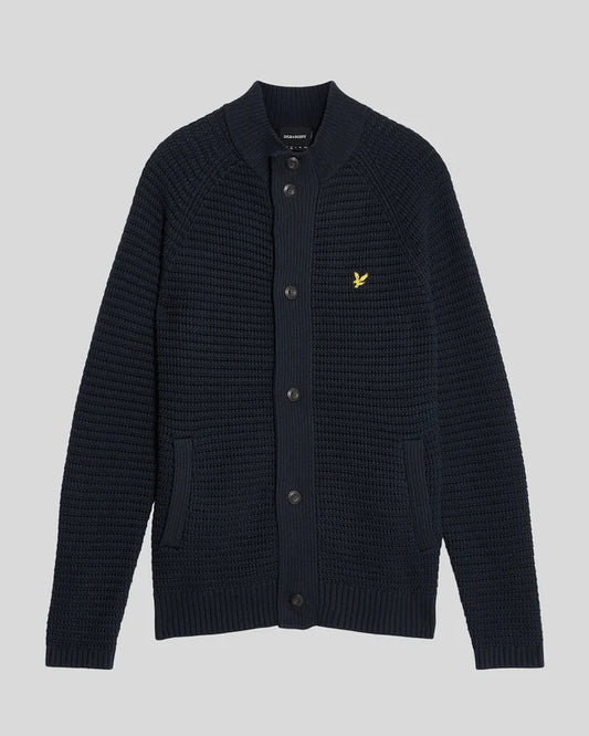 Lyle & Scott Button Through Funnel Neck Jumper Navy - RD1 Clothing