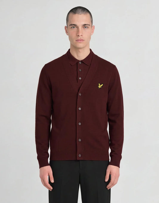 Lyle & Scott Archive Knitted Classic Cardigan Claret Jug