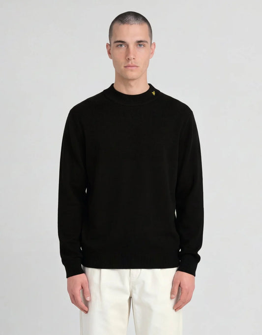 Lyle & Scott Archive knitted turtle neck jumper in black knitwear sweater style