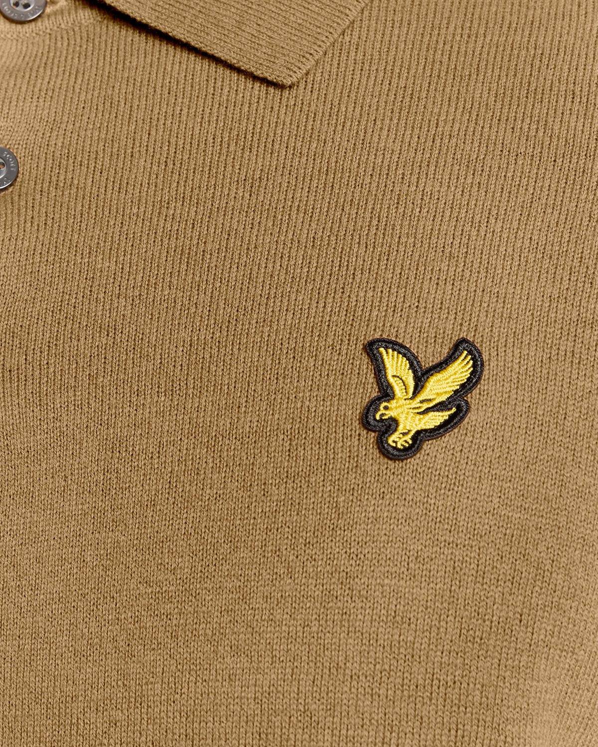 Lyle & Scott Merino Longsleeve Knitted Polo Tigers Eye - RD1 Clothing