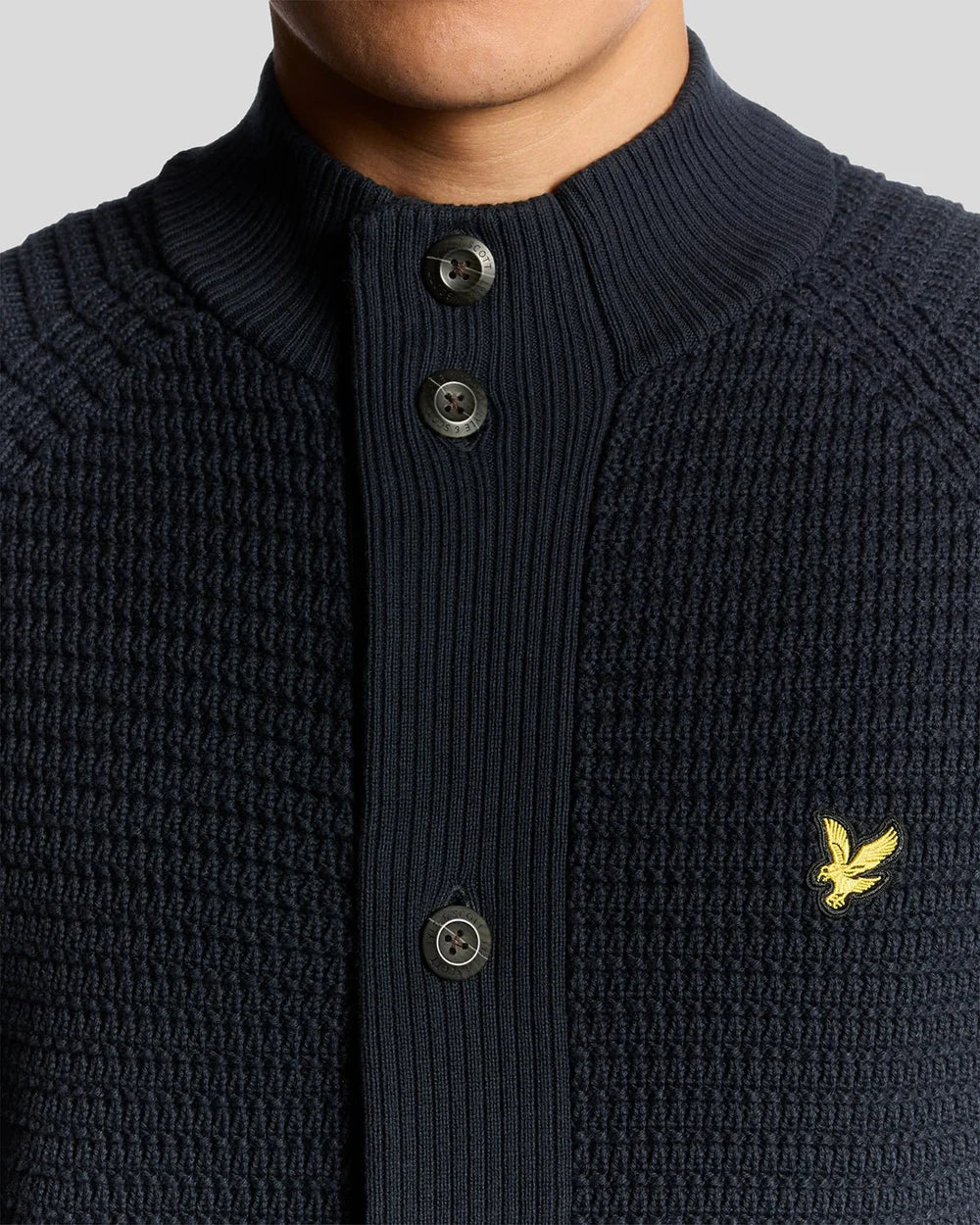 Lyle & Scott Button Through Funnel Neck Jumper Navy