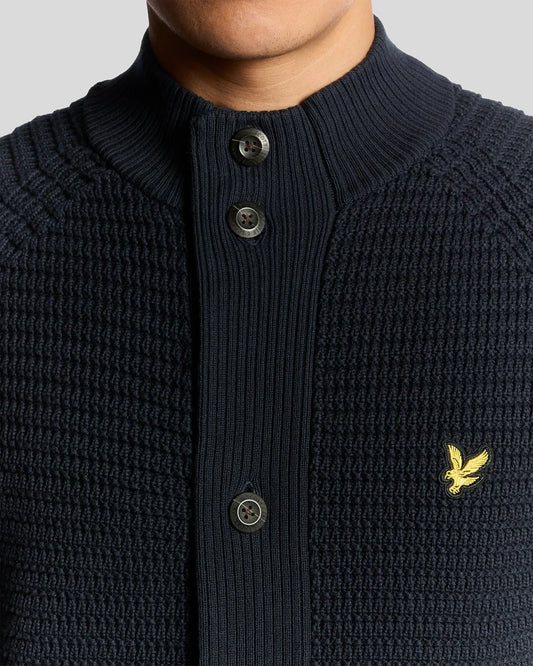 Lyle & Scott Button Through Funnel Neck Jumper Navy - RD1 Clothing
