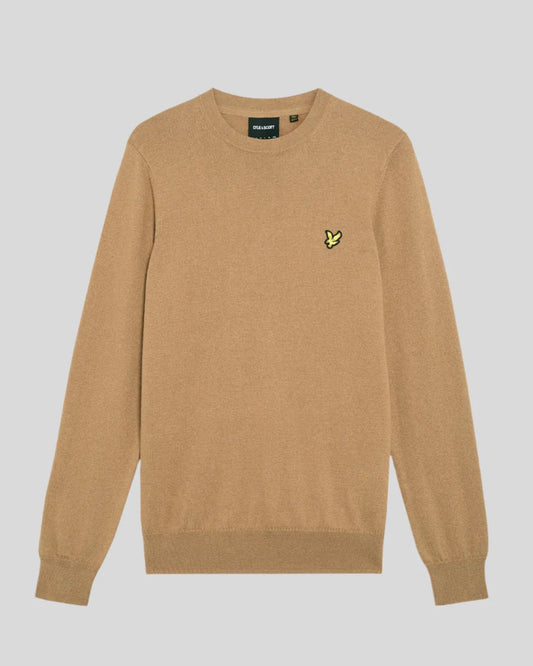 Lyle & Scott Cotton Merino Crew Neck Jumper Tigers Eye - RD1 Clothing