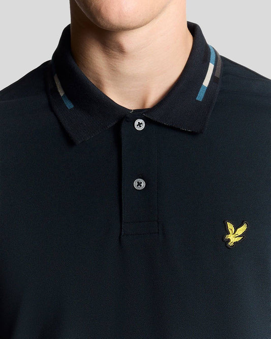 Lyle & Scott Striped Tipped Polo Shirt Navy/ Foam - RD1 Clothing
