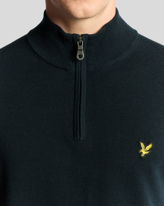Lyle & Scott Cotton 1/4 Zip Jumper Navy - RD1 Clothing