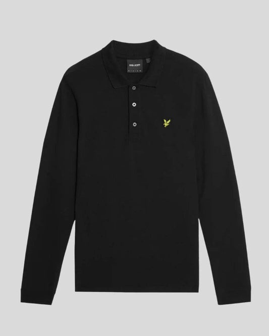 Lyle & Scott Long Sleeve Polo Shirt Black - RD1 Clothing