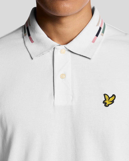 Lyle & Scott Striped Tipped Polo Shirt White/Dark Navy