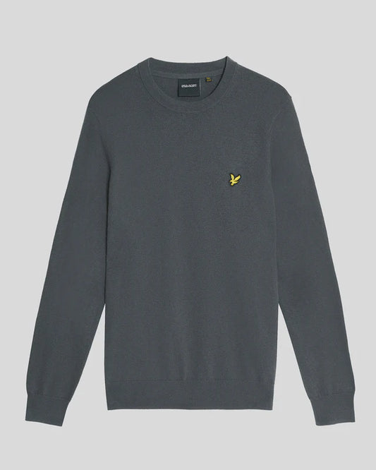 Lyle & Scott Cotton Merino Crew Neck Jumper Shadow Grey - RD1 Clothing