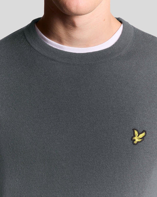 Lyle & Scott Cotton Merino Crew Neck Jumper Shadow Grey - RD1 Clothing