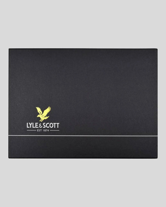 Lyle & Scott Lambswool Ribbed Beanie & Scarf Set in Jet Black - RD1 Clothing