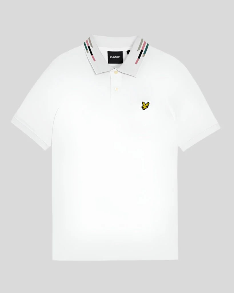 Lyle & Scott Striped Tipped Polo Shirt White/Dark Navy - RD1 Clothing