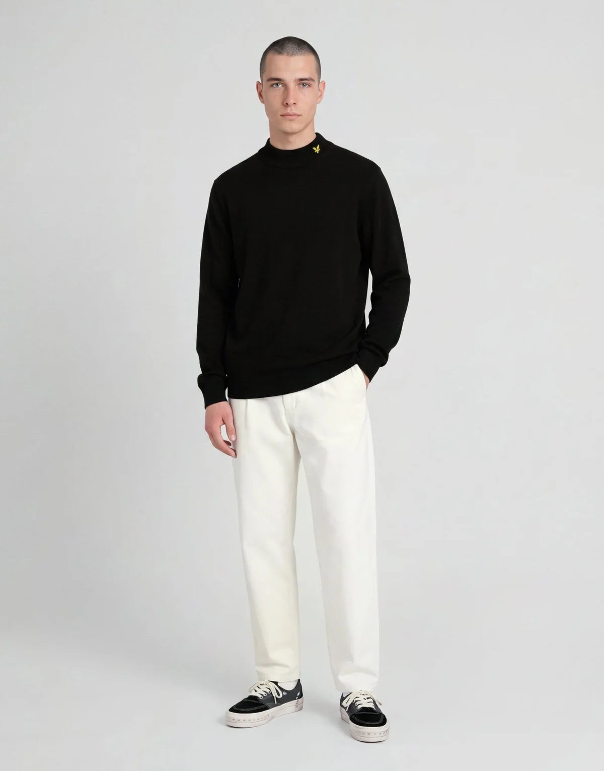Lyle & Scott Archive knitted turtle neck jumper in black menswear knitwear