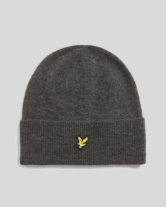 Lyle & Scott Lambswool Blend Beanie Charcoal Marl - RD1 Clothing