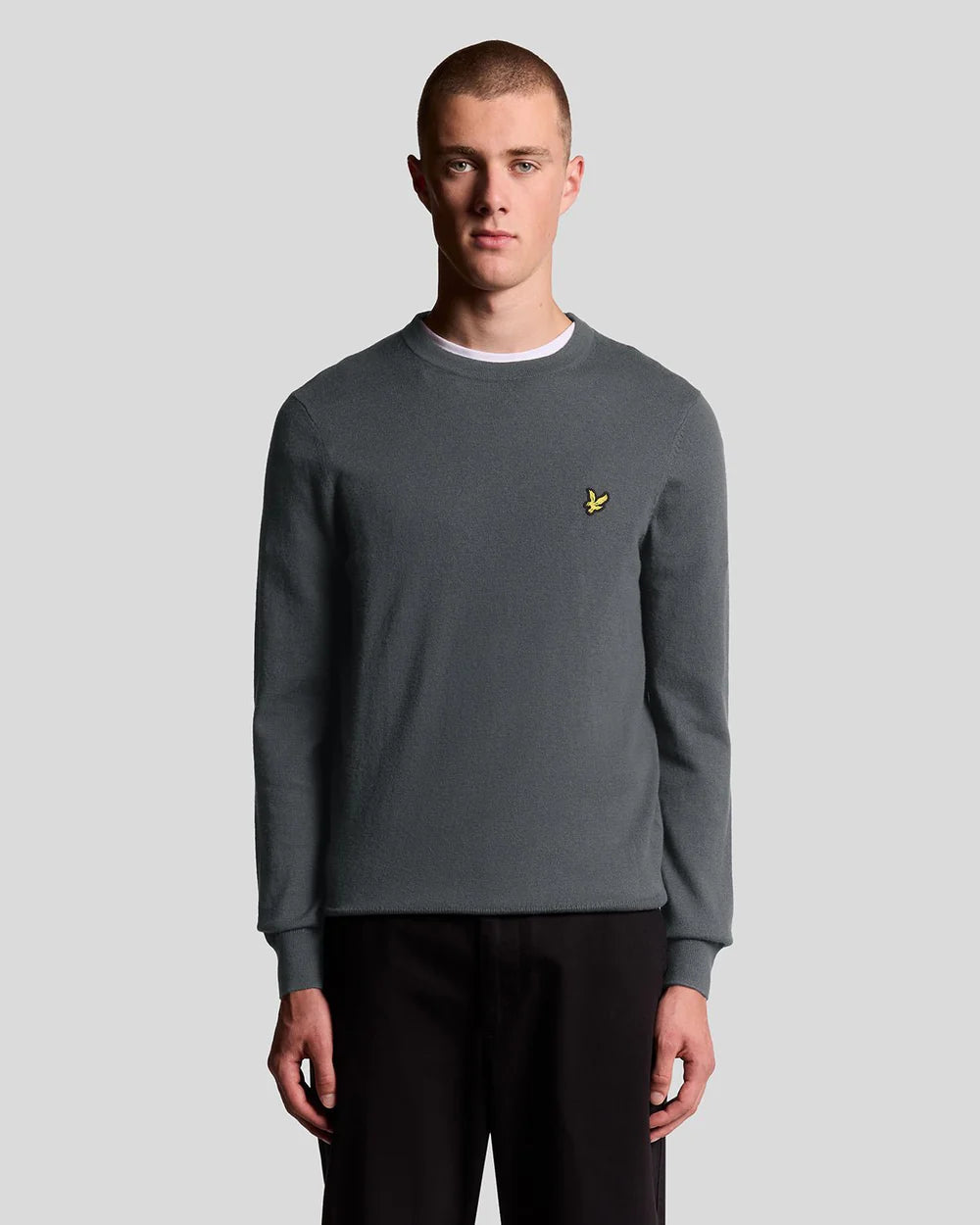 Lyle & Scott Cotton Merino Crew Neck Jumper Shadow Grey