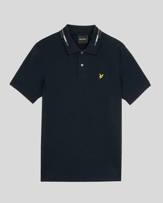 Lyle & Scott Striped Tipped Polo Shirt Navy/ Foam - RD1 Clothing