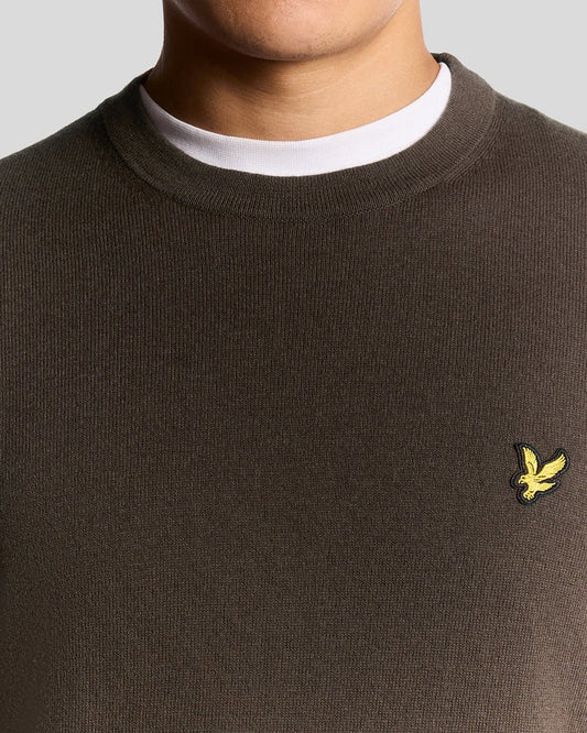 Lyle & Scott Cotton Merino Crew Neck Jumper Espresso - RD1 Clothing