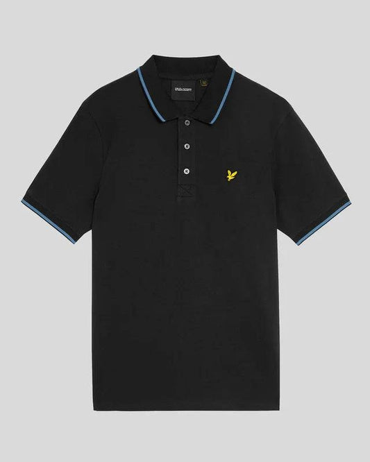 Lyle & Scott Tipped Polo Shirt Black Ice/ Ocean Sky - RD1 Clothing