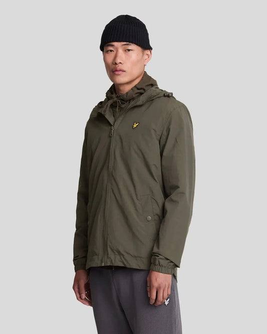 Lyle & Scott Zip Through Hooded Jacket In Olive - RD1 Clothing