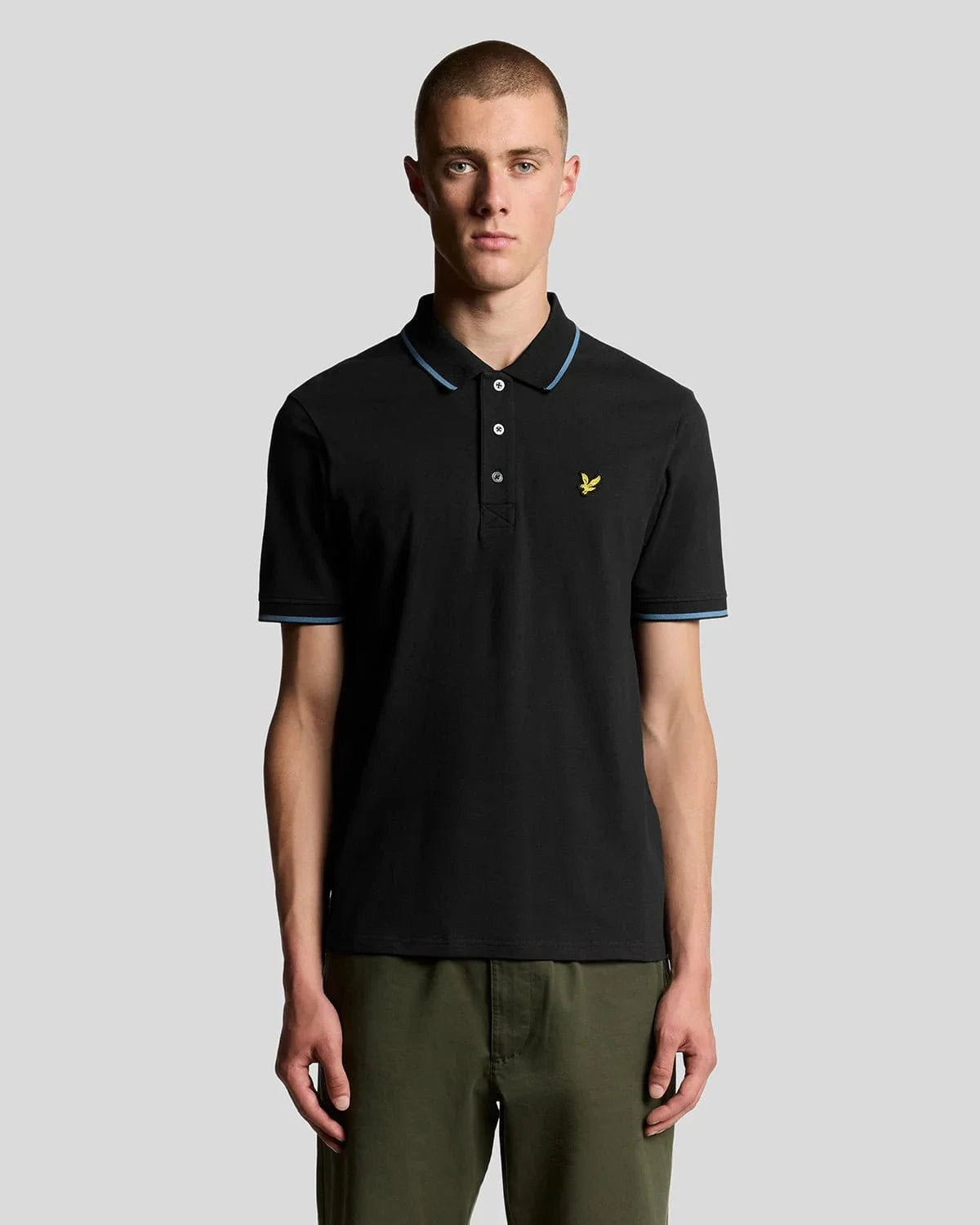 Lyle & Scott Tipped Polo Shirt Black Ice/ Ocean Sky - RD1 Clothing