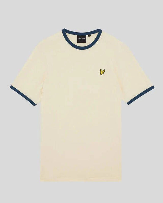 Lyle & Scott Ringer Cotton Crew Neck T-Shirt Drop Cloth/Sargasso Sea - RD1 Clothing