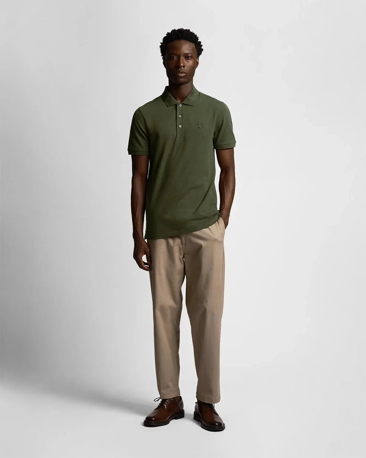 Lyle & Scott Tonal Eagle Polo Shirt In Olive - RD1 Clothing