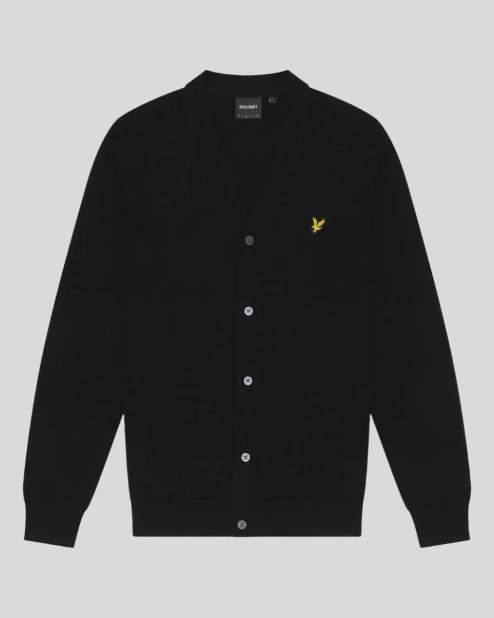 Lyle & Scott Cotton Merino V Neck Cardigan Jet Black