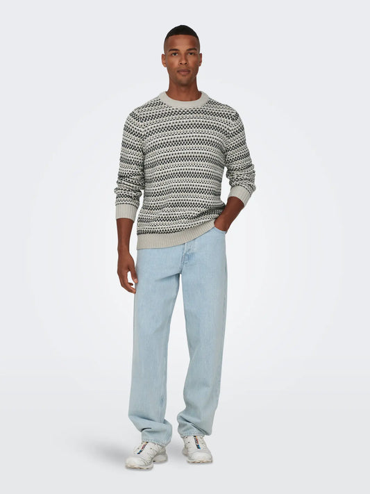 Only & Sons Onsmusa Reg Crew Knitted Jumper Beige