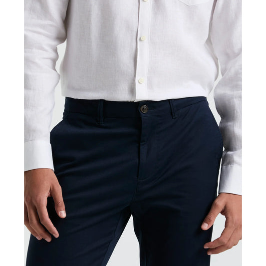 Original Penguin slim fit chinos in dark sapphire, men's trousers with a tailored look and classic style.