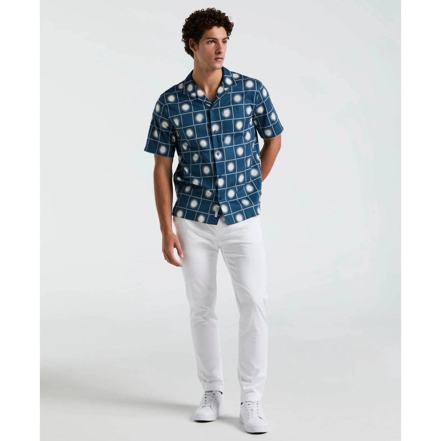 Original Penguin Sun Check Print Shirt In Blue Wing Teal - RD1 Clothing