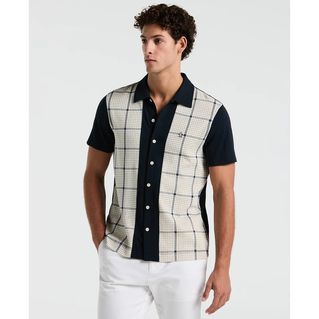Original Penguin Interlock Plaid Bowling Shirt in Birch