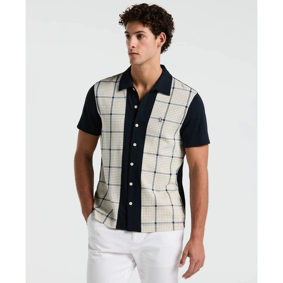 Original Penguin Interlock Plaid Bowling Shirt in Birch - RD1 Clothing
