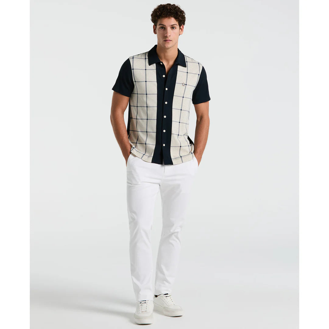 Original Penguin Interlock Plaid Bowling Shirt in Birch