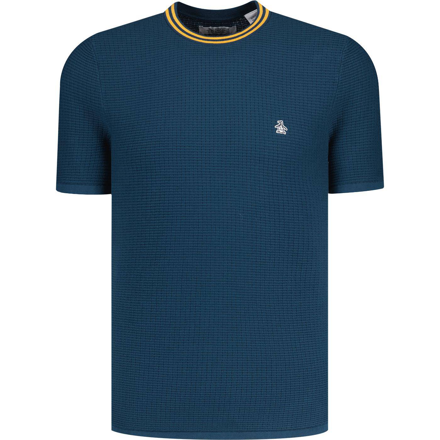 Original Penguin Textured Sweater Knit T-Shirt Blue Wing Teal - RD1 Clothing