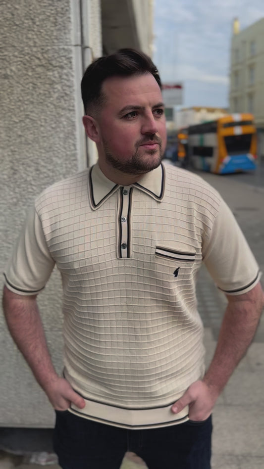 Gabicci Dario Knitted Polo Shirt Cream