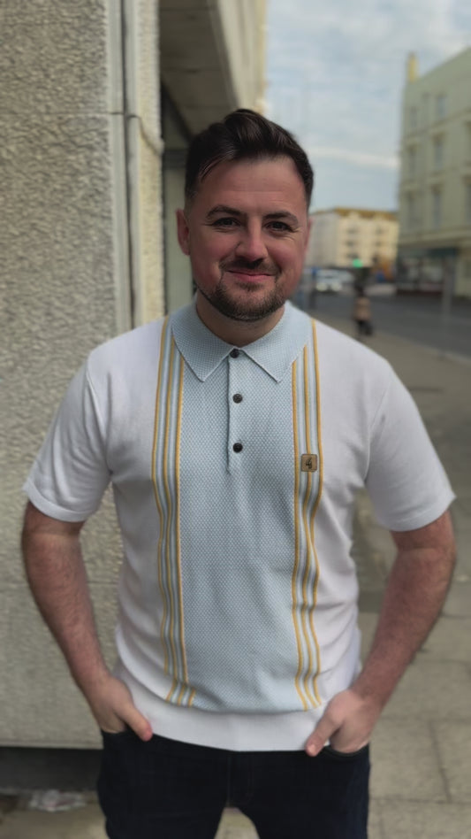 Gabicci Vintage Hadon Knit Polo White