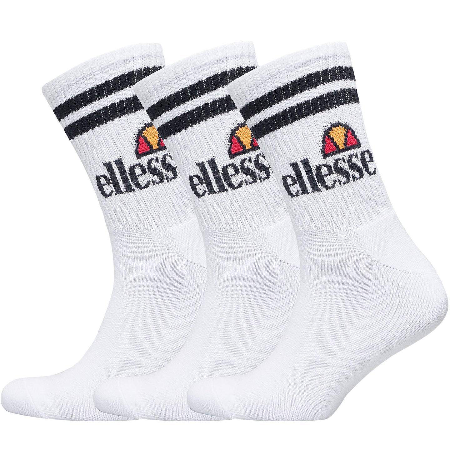Ellesse Mens Pullo 3 Pack Sports Crew Socks - White - RD1 Clothing