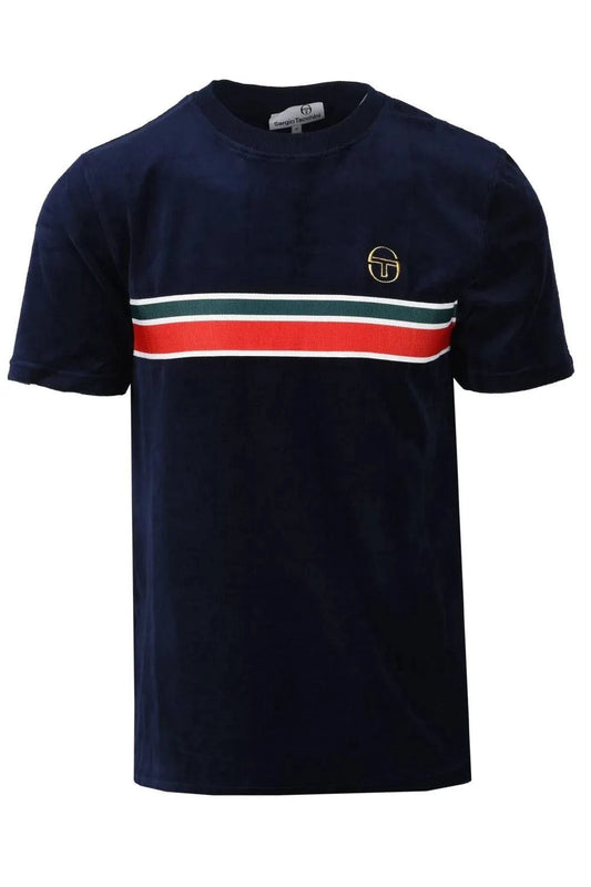 Sergio Tacchini Ayme Velour T-Shirt In Maritime Blue - RD1 Clothing