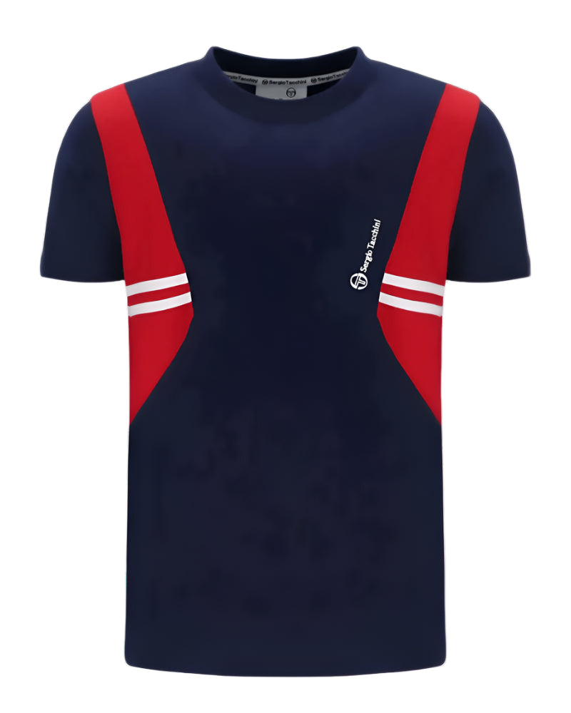 Sergio Tacchini Blow T-Shirt In Maritime Blue/ Adrenaline Rush/ White