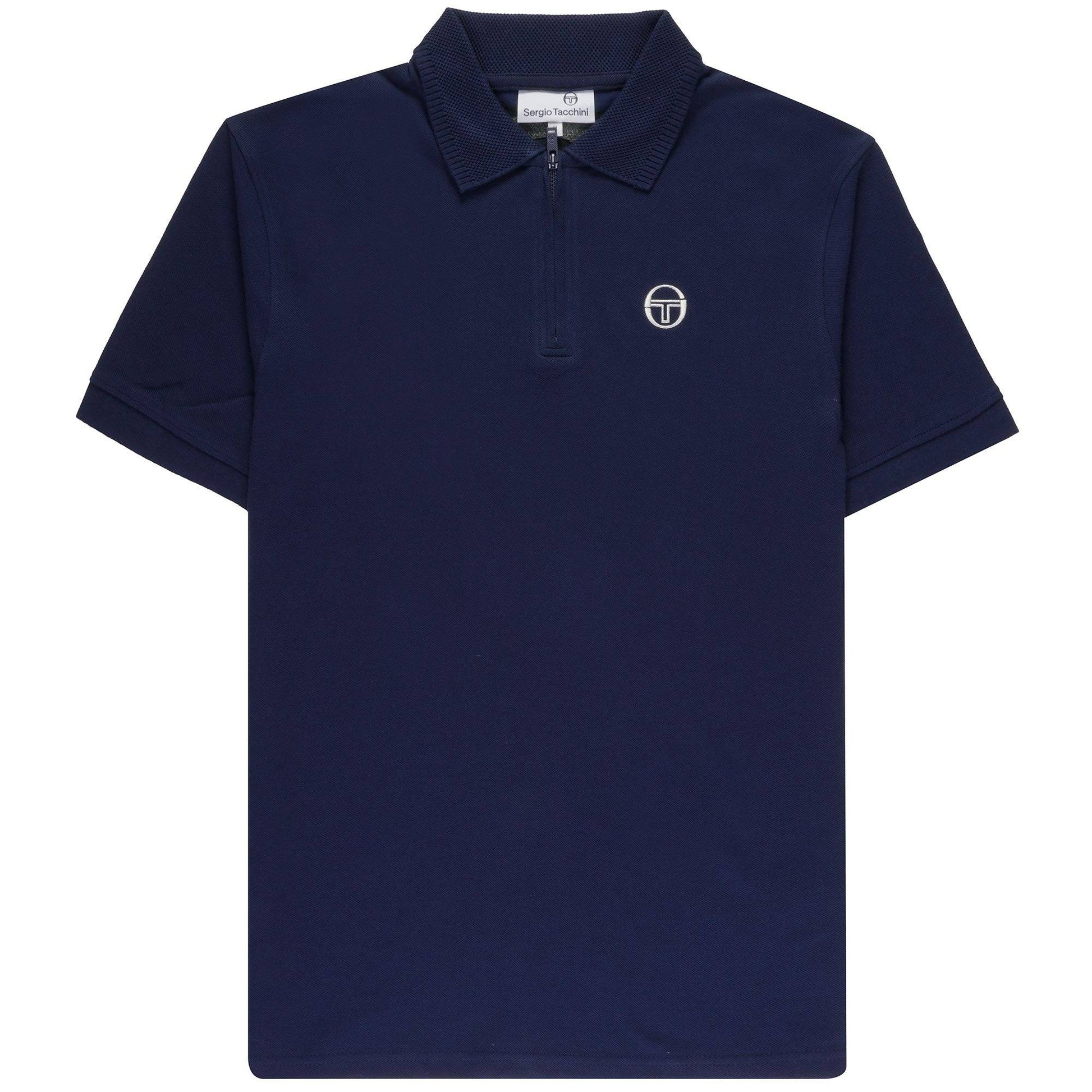 Sergio Tacchini Briggs Zip Neck Polo Shirt Martime Blue - RD1 Clothing