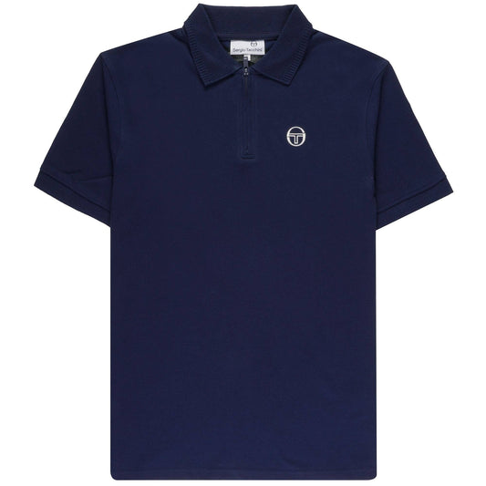 Sergio Tacchini Briggs Zip Neck Polo Shirt Martime Blue - RD1 Clothing
