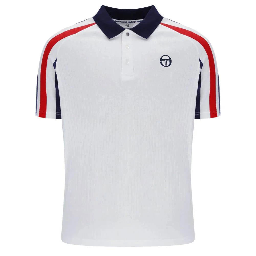 Sergio Tacchini New Blow Polo White/Maritime Blue/Adrenaline Rush - RD1 Clothing