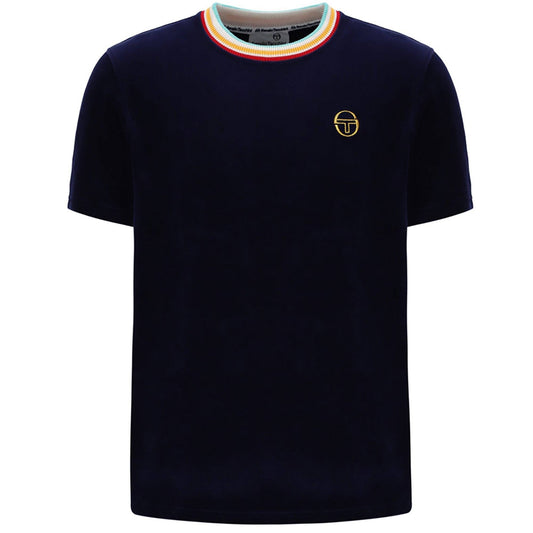 Sergio Tacchini Slice Velour T-shirt in Maritime Blue - RD1 Clothing